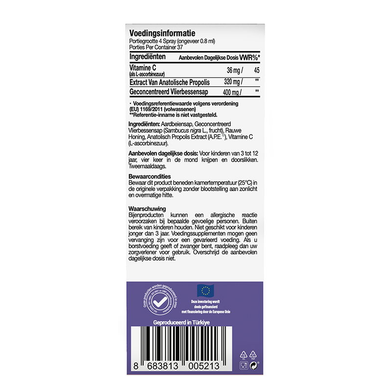 Vlierbes + Propolis Dagelijkse Keelspray voor Kinderen