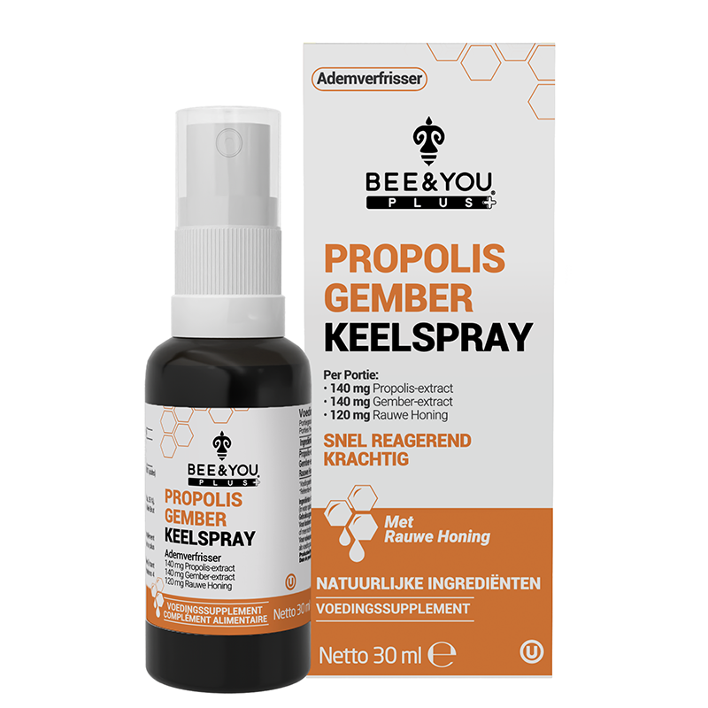 Propolis Gember Rauwe Honing Keelspray met Menthol