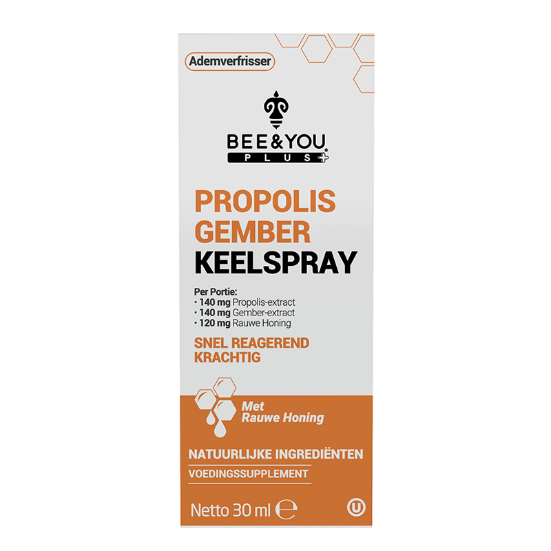 Propolis Gember Rauwe Honing Keelspray met Menthol